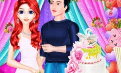 Mermaid Girl Wedding Cooking Cake image