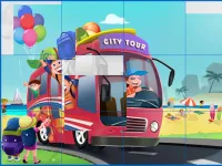 Kids and Vehicles Jigsaw image