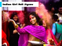 Indian Girl Holi Jigsaw image